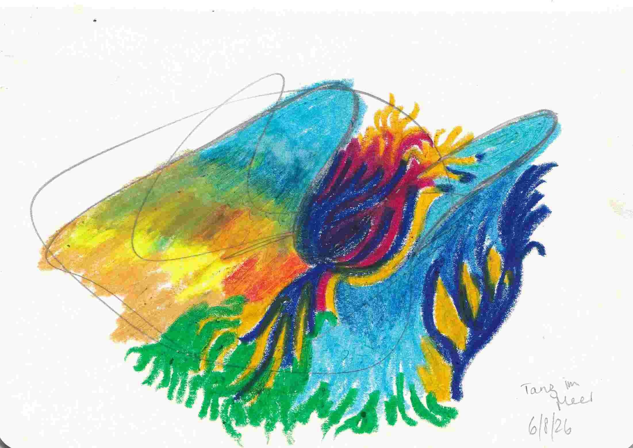 Tanz im Meer — Mixed Media, 19 × 13.4 cm